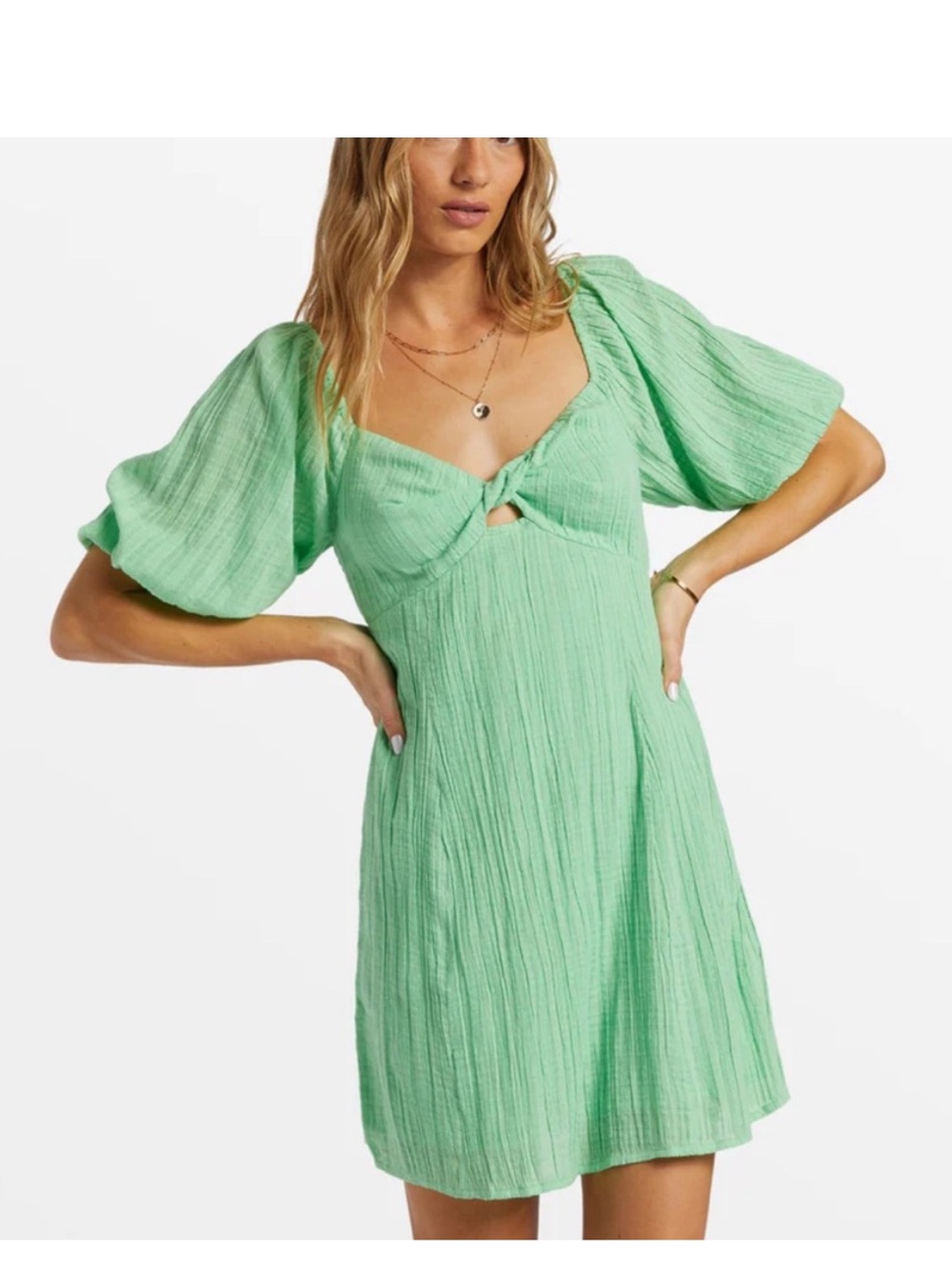 Billabong Green Puff Sleeve Dress